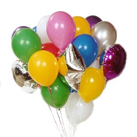 30 adet farkl� renklerde u�an balon buketi